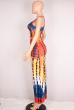 Multicolor Fashion Sexy Print Vests U Neck Sleeveless Two Pieces
