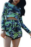 multicolor venetian Fashion Active adult Ma'am Camouflage Two Piece Suits Straight Long Sleeve Two Pieces