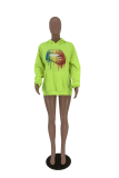 Rose Red Street Print Patchwork Hooded Collar Tops