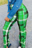 Purple Street Plaid Boot Cut Mid Waist Bottoms