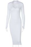 Red Sexy Solid Basic Turndown Collar Long Sleeve Dresses