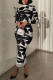 Black Sexy Print Patchwork Half A Turtleneck Pencil Skirt Dresses