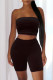 Black Casual Solid Patchwork Strapless Sleeveless Two Pieces