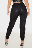 Black Street Solid Skinny Mid Waist Pencil Bottoms