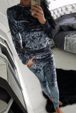 Pink Casual Solid Patchwork O Neck Long Sleeve Two Pieces