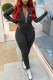 Black Sportswear Solid Patchwork O Neck Jumpsuits