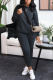 Black Casual Solid Split Joint O Neck Long Sleeve Two Pieces