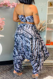 Black White Casual Solid Bandage Hollowed Out Patchwork Strapless Sleeveless Two Pieces