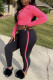Watermelon Red Sportswear Solid Patchwork O Neck Long Sleeve Two Pieces