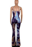 Multi-color Fashion Sexy Hollow Patchwork Print Sleeveless Slip Jumpsuits