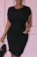 Black Casual Solid Backless O Neck Pencil Skirt Dresses