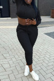 Grey Fashion Casual Solid Basic Hooded Collar Long Sleeve Two Pieces