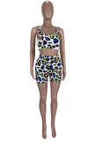 Red Casual Sportswear Print Vests U Neck Sleeveless Two Pieces