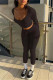 Black Fashion Casual Solid Bandage O Neck Long Sleeve Two Pieces