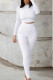 White Active Patchwork Solid Two Piece Suits Straight Long Sleeve Two Pieces