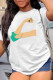 White Fashion Casual Print Basic O Neck T-Shirts