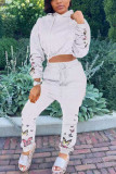 Silver Fashion Print Hooded Collar Long Sleeve Two Pieces
