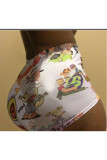 Red Blends Elastic Fly High Animal Prints Print Skinny shorts Bottoms