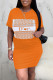 Orange Casual Print Patchwork O Neck Short Sleeve Dress Dresses