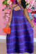 Purple Sexy Print Patchwork Halter Straight Dresses