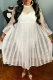 White Fashion Sexy Patchwork See-through O Neck Long Sleeve Dresses