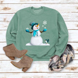 Red Casual Snowman Printed Draw String O Neck Tops