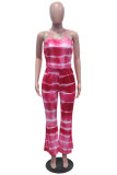 Red Fashion Casual adult Patchwork Print Tie Dye Two Piece Suits Loose Sleeveless Two Pieces