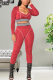 Red Sexy Solid Split Joint Square Collar Long Sleeve Two Pieces