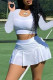 White Casual Sportswear Solid Basic O Neck Long Sleeve Two Pieces