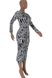 Black Sexy Street Print Patchwork Swimwears