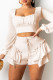 Cream White Fashion Casual Solid Patchwork Square Collar Long Sleeve Two Pieces