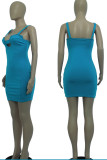 Yellow Sexy Solid Hollowed Out Patchwork Backless Asymmetrical Collar Pencil Skirt Dresses