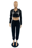 Blue Street Letter Hooded Collar Long Sleeve Two Pieces