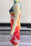 Colour Daily Print Patchwork O Neck A Line Dresses