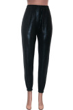 Black Street Solid Skinny Mid Waist Pencil Bottoms