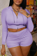 Purple Sexy Solid Patchwork Hooded Collar Long Sleeve Two Pieces