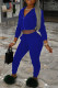 Blue Fashion Casual Solid Basic Hooded Collar Long Sleeve Two Pieces