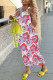 Red Fashion Sexy Print Basic V Neck Vest Dress