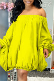 Green Fashion Sexy Solid Backless Off the Shoulder Long Sleeve Dresses