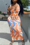 Multicolor Fashion Sexy Print Vests U Neck Sleeveless Two Pieces