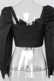 Red Sexy Casual Solid Backless Strap Design Square Collar Tops