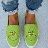 Grass Green Fashion Casual Printing Round Out Door Flat Canvas Shoes