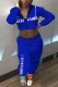 Blue Street Letter Hooded Collar Long Sleeve Two Pieces