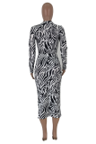Black Sexy Street Print Patchwork Swimwears