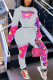Grey Fashion Daily Adult Print Patchwork O Neck Long Sleeve Regular Sleeve Regular Two Pieces