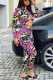 Pink Sexy Casual Print Bandage Hollowed Out Regular Jumpsuits