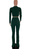 Yellow Sexy Solid Patchwork O Neck Long Sleeve Two Pieces