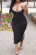 Black Fashion Sexy Solid Backless Spaghetti Strap Sleeveless Dress Dresses