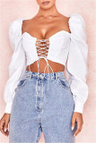 Red Sexy Casual Solid Backless Strap Design Square Collar Tops