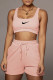 Pink Casual Sportswear Solid Embroidered U Neck Sleeveless Two Pieces